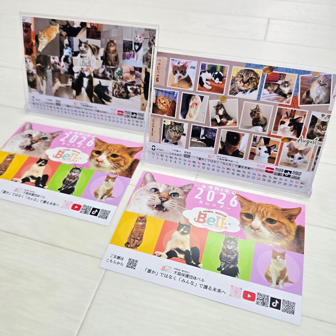 ②《猫》 卓上チャリティーカレンダー5枚セット
