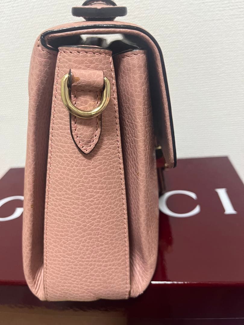 GUCCI ピンク レザー ハンドバッグ