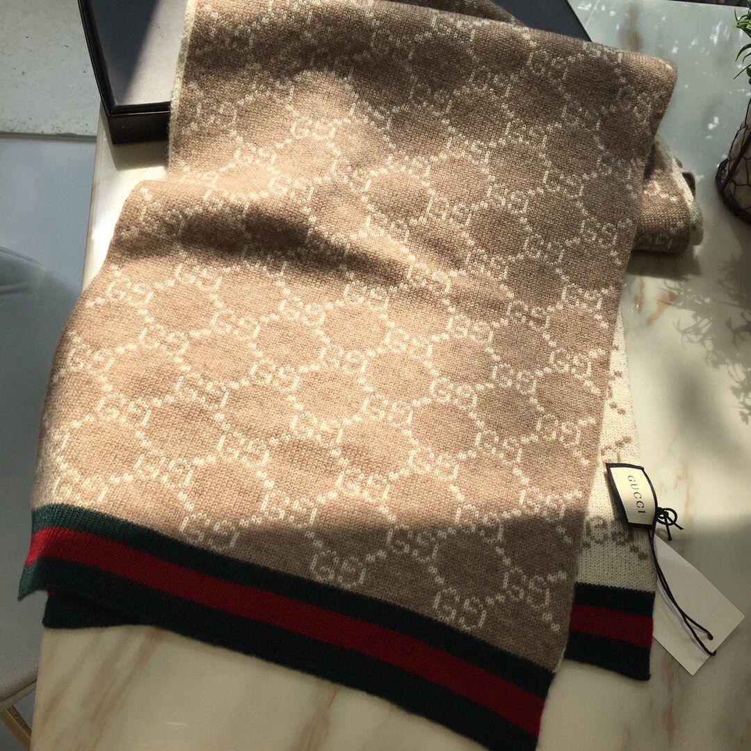 ベージュ パターン マフラー30*190cm