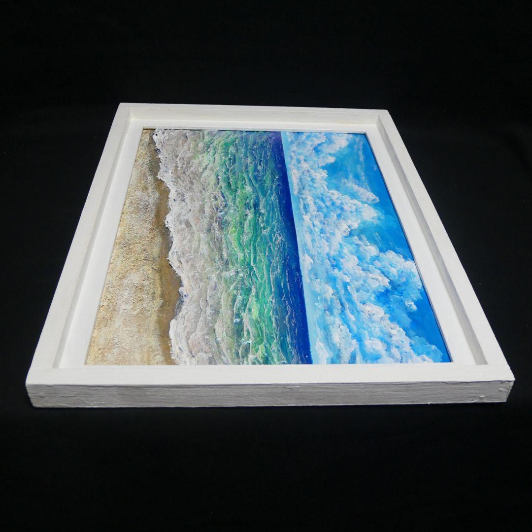 油絵 油彩 油彩画 絵 絵画【夏の砂浜の海】