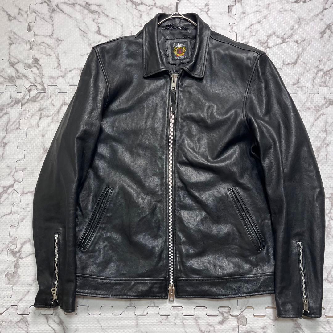 羊革/XLsize/美品✨ schott シングルライダース 希少モデル 黒