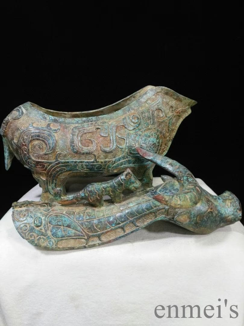 中国古美術 商代 青銅器 牛尊 禮器 酒器 亞長 武官 帝王器物 古代青銅 酒具