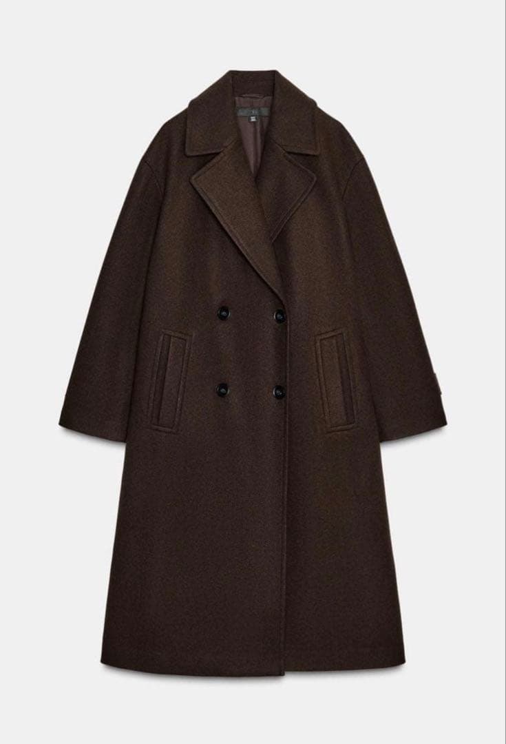 ZARA ソフトオーバーサイズコート ロングコート ブラウン 茶色 XS