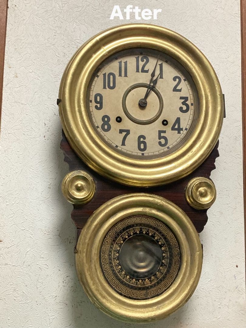 アンティーク四つ玉ダルマ柱時計 8日巻 修復品 稼働中