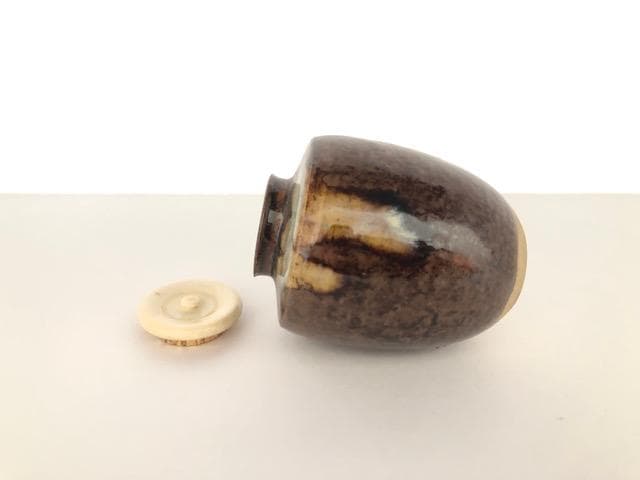 茶道具 松古窯 佐久間芳山 肩衝茶入 萬古 共箱 茶道