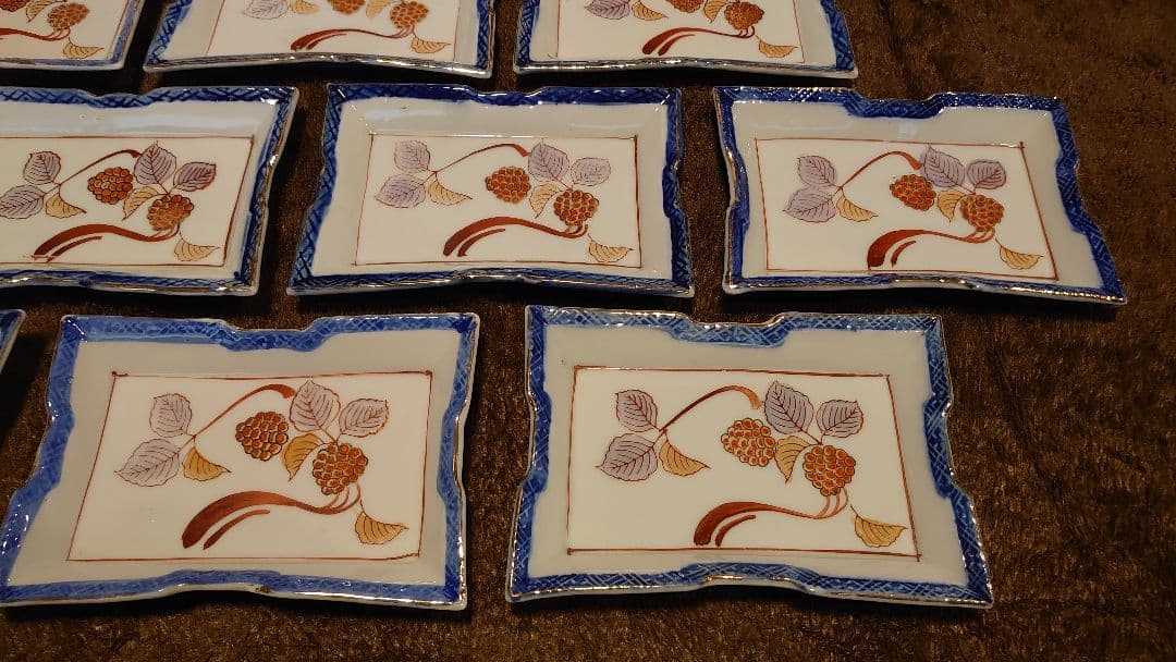 古伊万里　伊万里　色絵　角皿　菓子皿　１０客