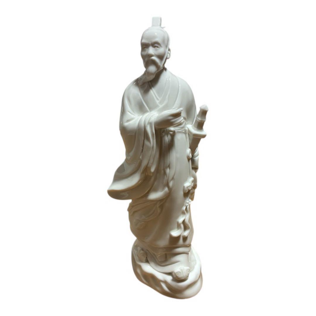 中国白磁 賢人 仙人 置物 24cm