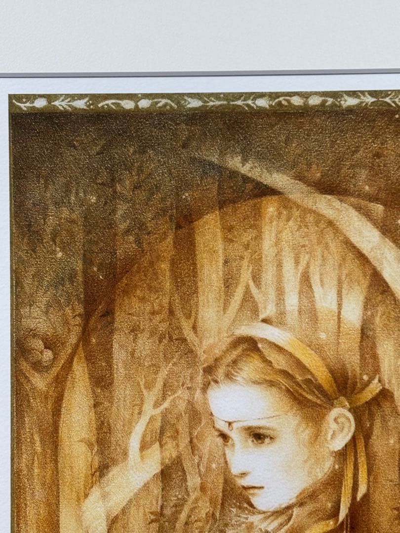 きたのじゅんこ『黄金の森の少女』直筆サイン入版画 絵画 美少女 美人画保証書付
