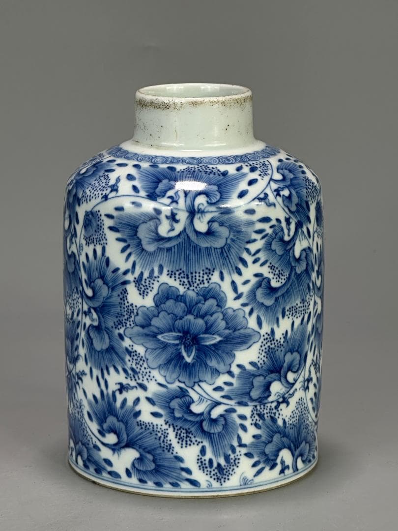 中国美術　煎茶道具　茶器　青花花卉文茶壺　染付茶入　時代　古物　唐物