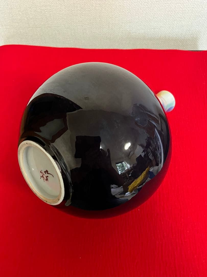 【特大】 人間国宝 三代 徳田八十吉  (正彦銘) 彩釉 瓢型 花入 T198