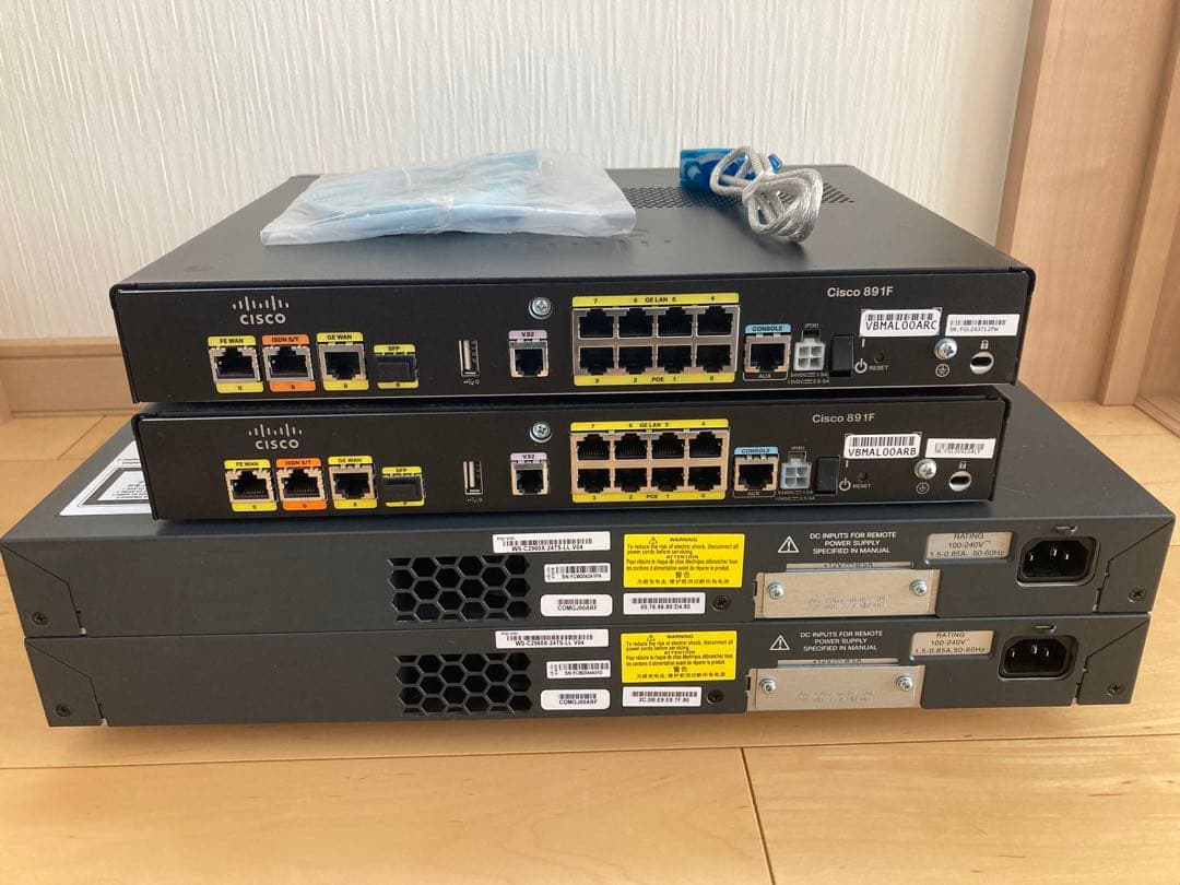 【CCNA、CCNP】 4台Cisco891FJ、Catalyst2960X