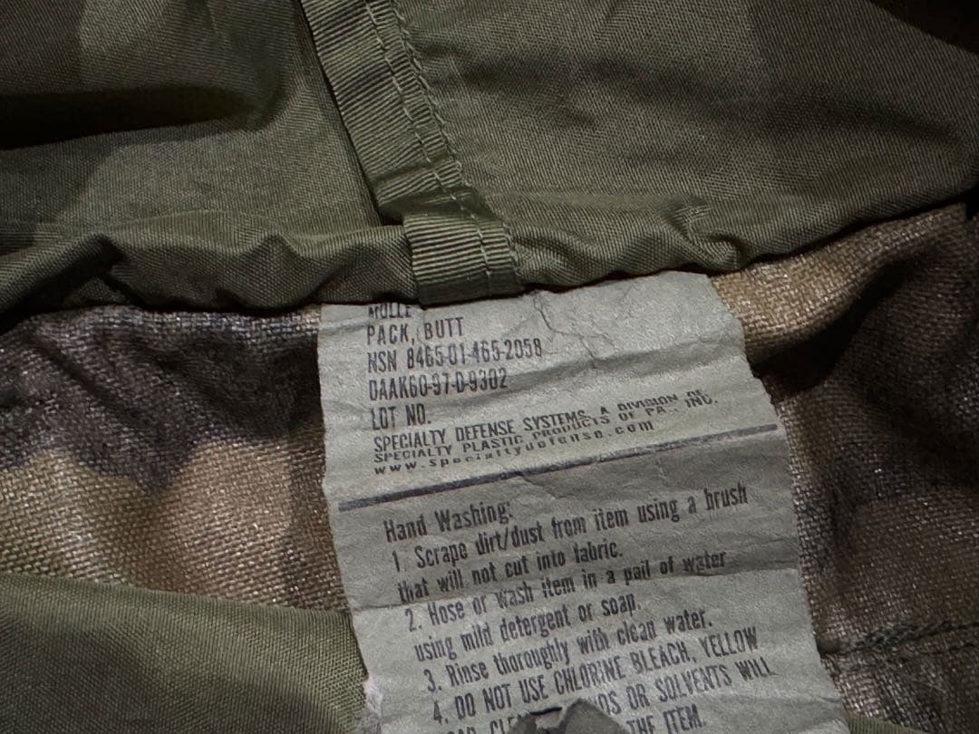 【米軍実物】極上品 米軍のMOLLEフィールドパック ブットパック 97年製