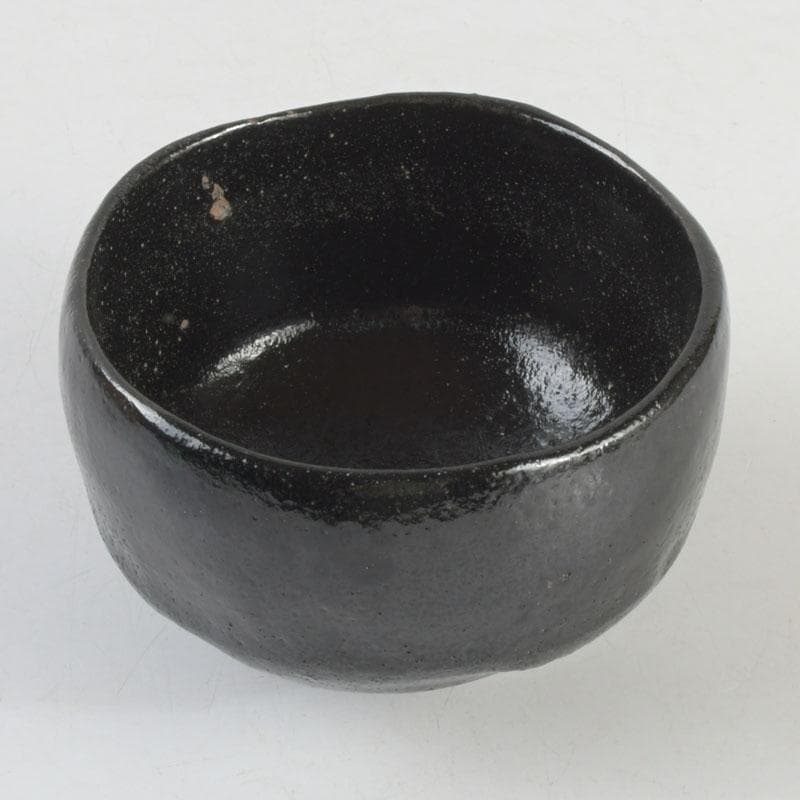 茶道具　楽焼　佐々木松楽造　黒楽茶碗　時代箱付　V　9458