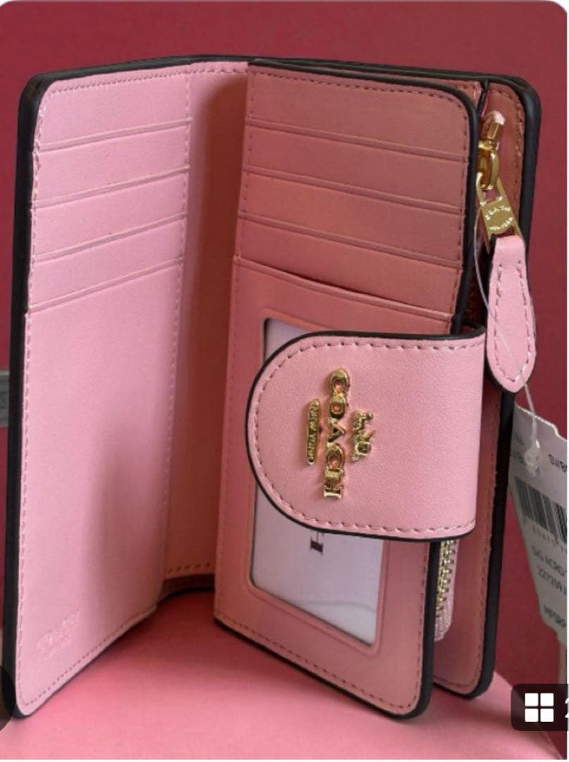 COACH 二つ折り財布 ブラウン ピンク