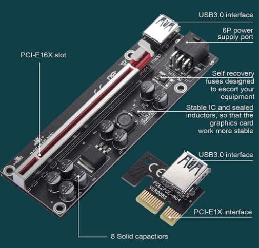 VER009S Plus PCI-E PCI Express 1X~16X 6個