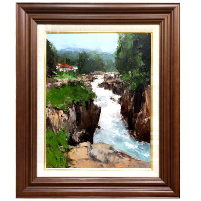 ☆五十畑勝吉☆「初夏 厳美渓」油絵F6 ◆一枚の繪取り扱い画家◆新品額！