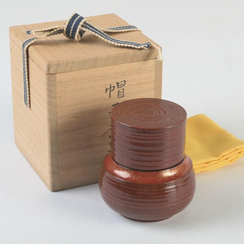 茶道具　漆塗　帽子茶器　棗　時代箱付　V　9816