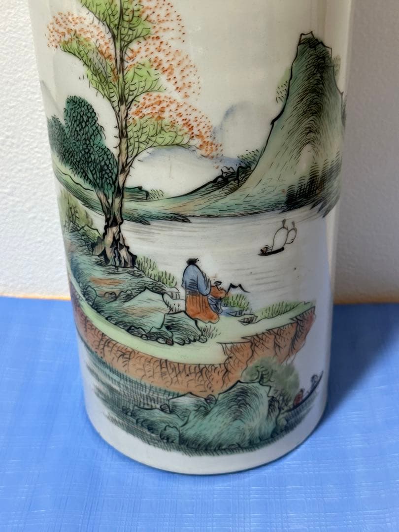 風景画 時代花瓶 中国骨董