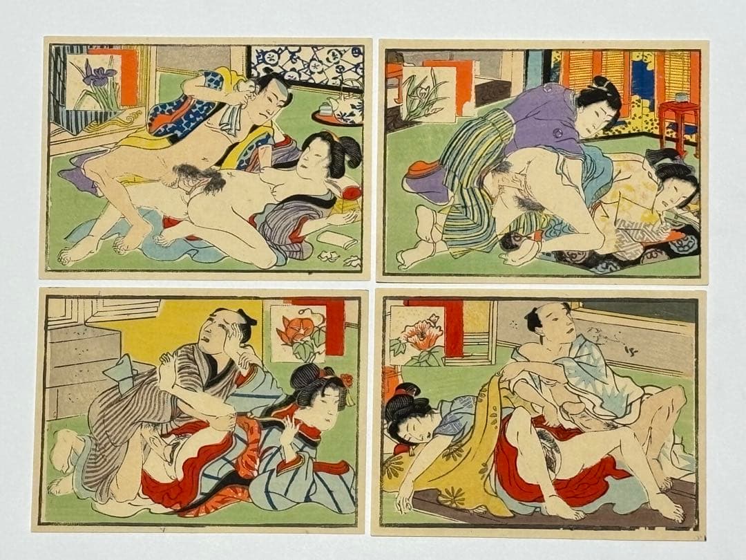 「花のにしき」三世不器用又平（三代豊国）画 彩色木版画 揃12枚|艶本 浮世絵