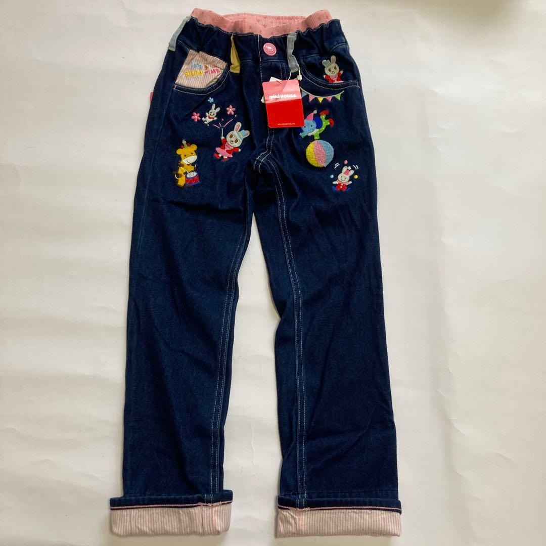 uu 新品未使用 ミキハウス 豪華デニムパンツ 120センチ