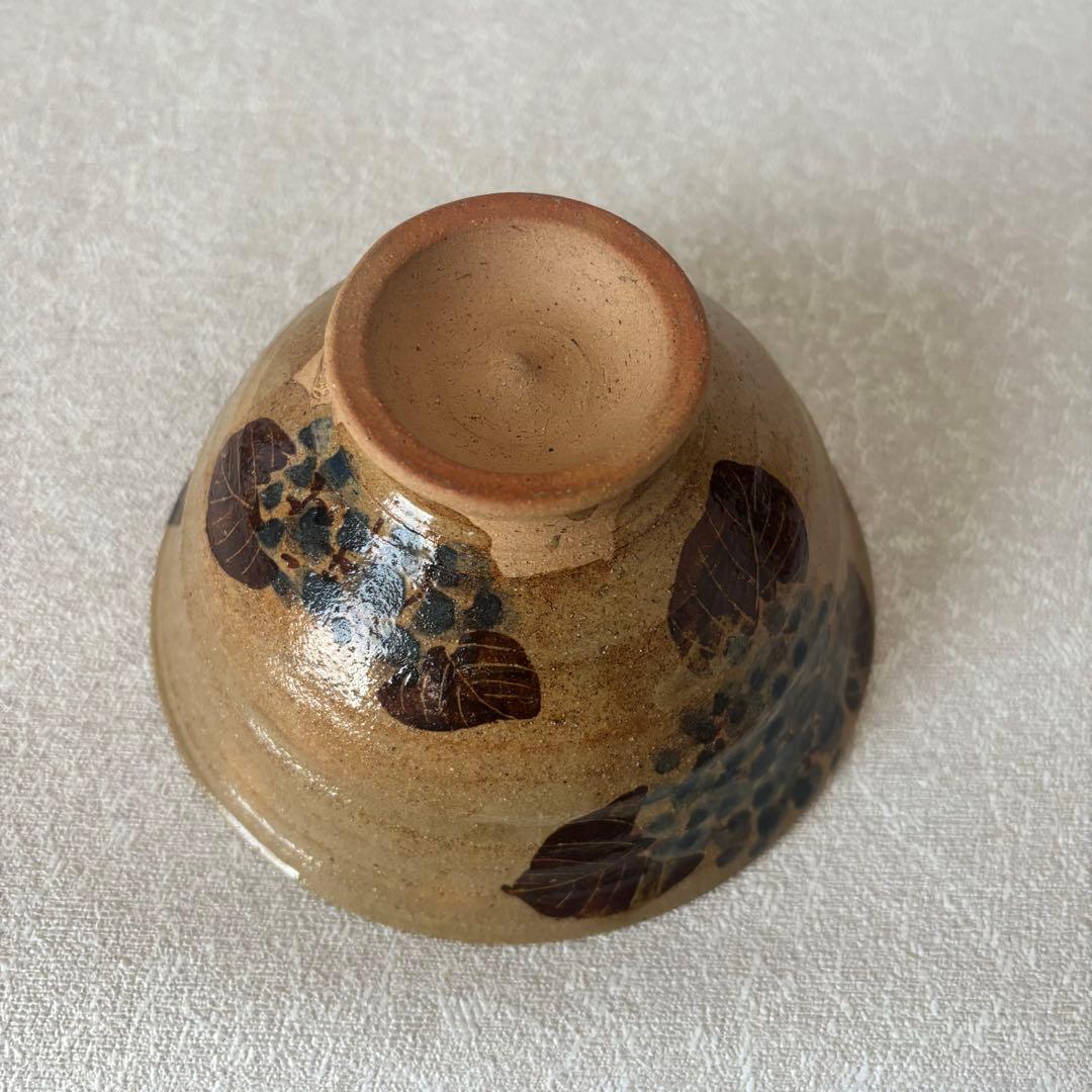 布志名焼 雲善窯 九代 土屋善四郎作 「紫陽花」抹茶碗 茶道具 (160Da)