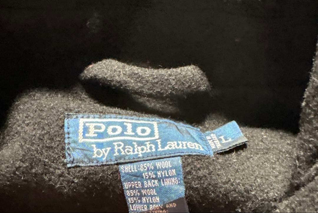 90s ラルフローレン　ウールコート　ブラック　ヴィンテージ　ビンテージ　L