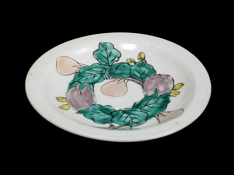 古伊万里　色絵　茄子の図　３寸半皿　手塩皿　A832AS-fbuv