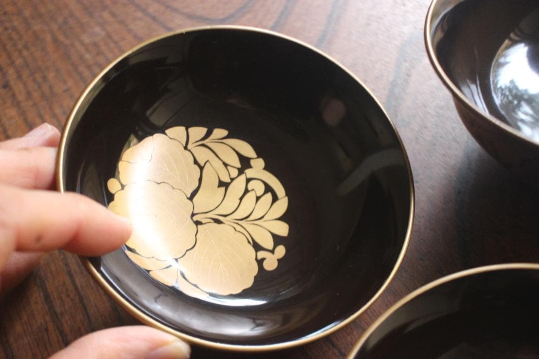 時代逸品！風情ある千筋糸目に極上桐花蒔絵の映えるお椀2点（検輪島塗懐石椀雑煮椀
