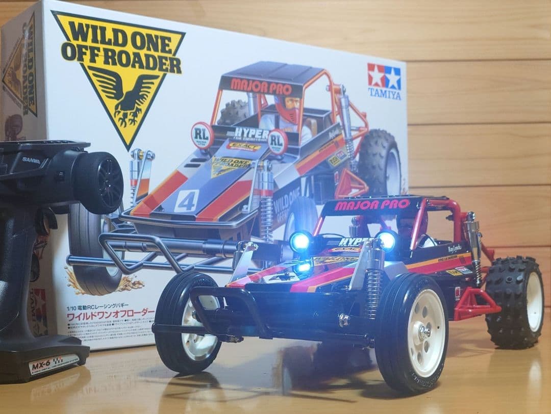 タミヤRCワイルドワンLEDライト付プロポ＆バッテリー充電器付完成品