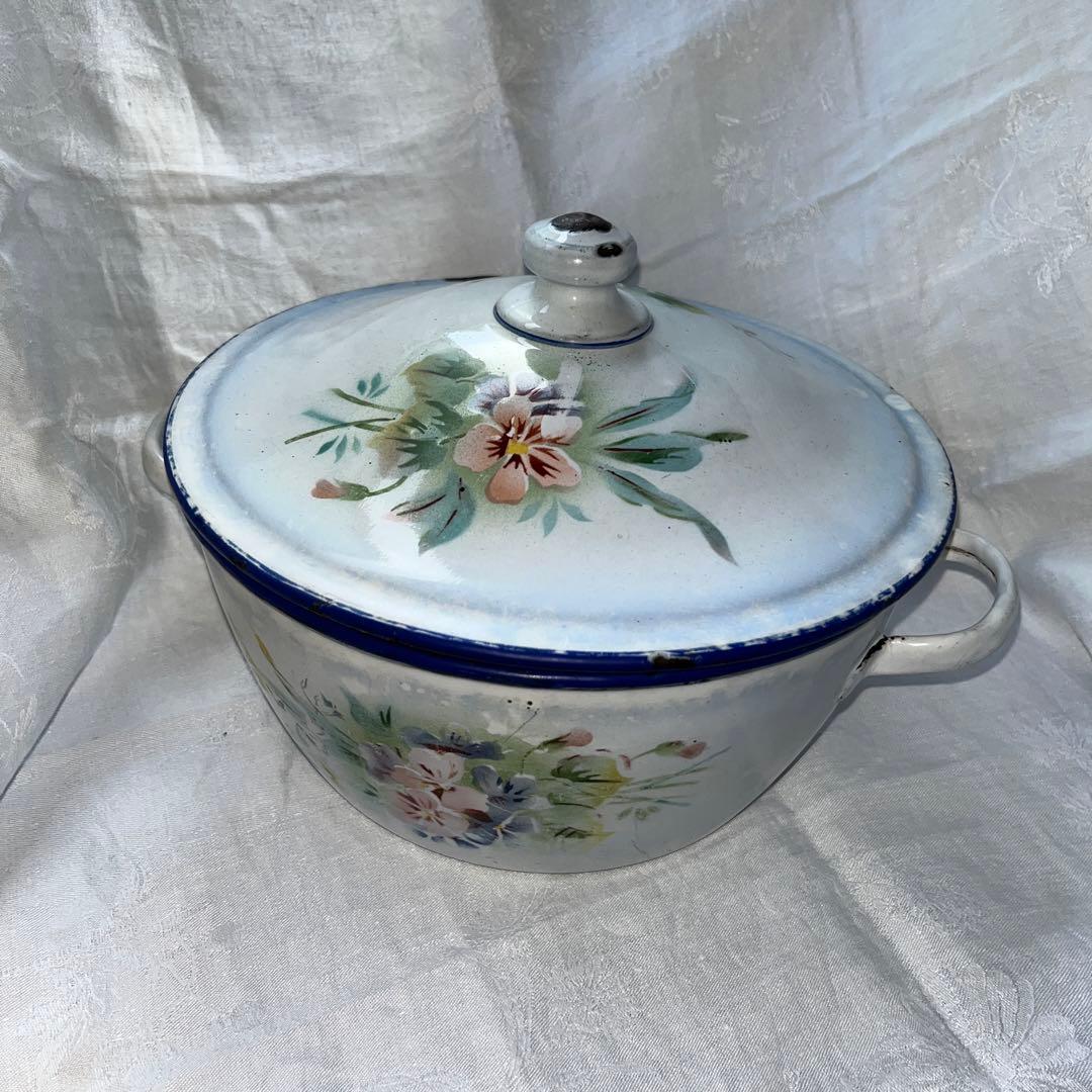 フランスアンティーク　JAPY スミレとスズランホーロースーピエールチューリーン