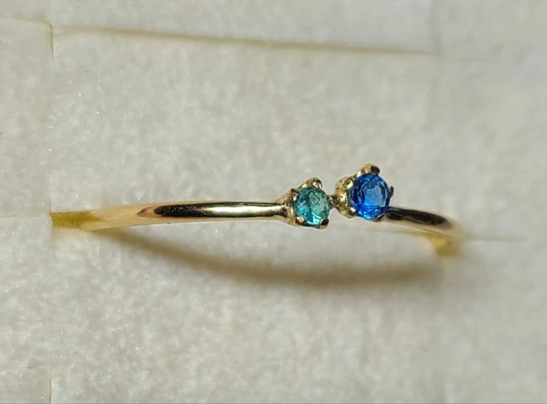 ビビッドブルーの共演★バターリャパライバトルマリン&アウイナイト18金リング★