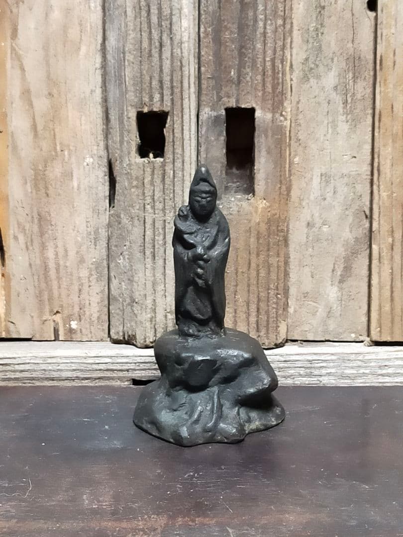 ♥小さな　観音像　銅製　観音様　仏像　仏壇　仏具　骨董　古玩　中国　レトロ