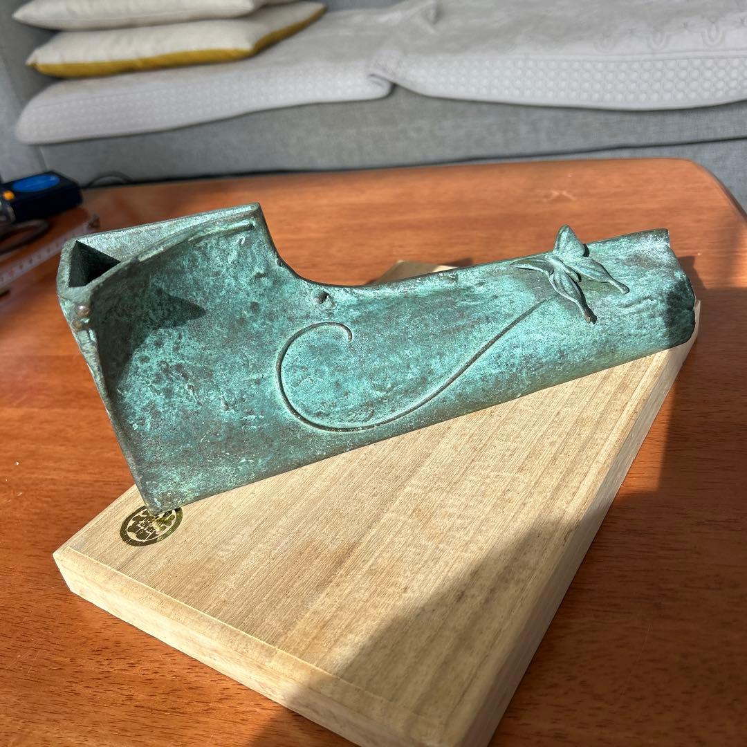 瑞峰堂　大森孝志 作　青銅 ブロンズ蝶 花瓶 花器 銅器1700g