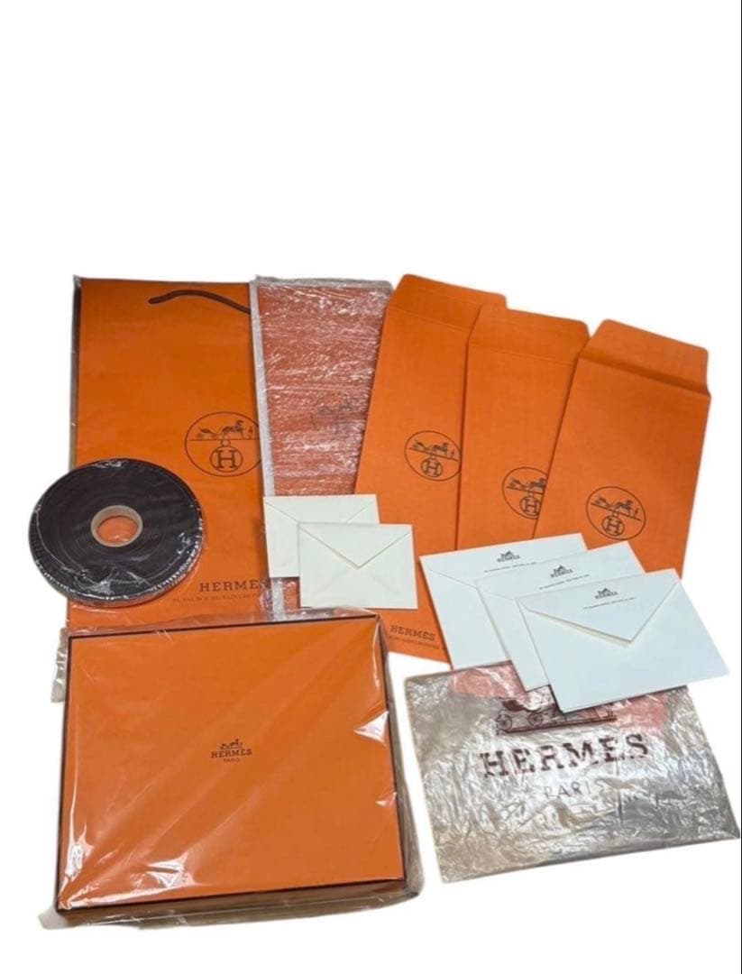 HERMES エルメス ラッピングリボンロール 封筒 ショッパー セット