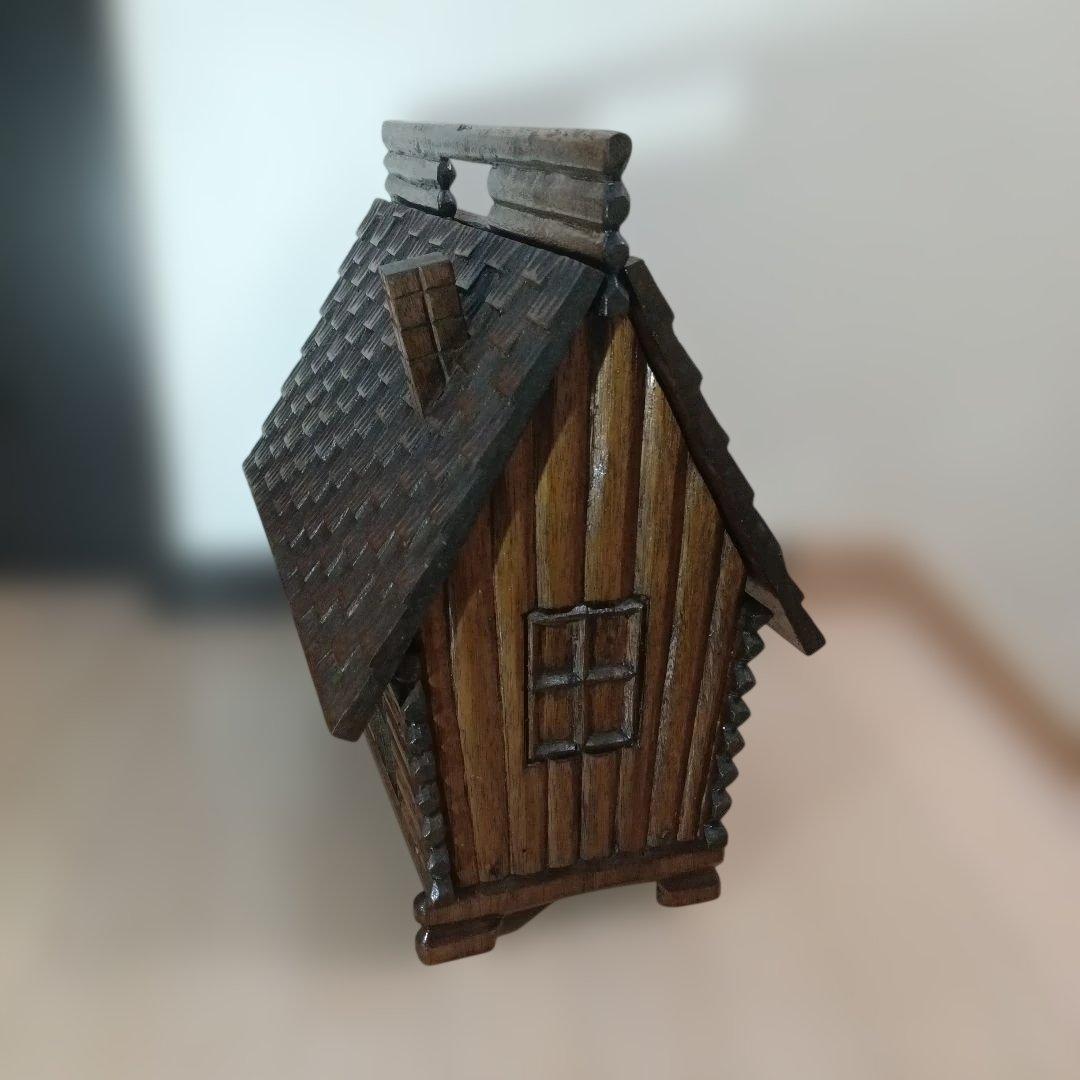 ★木製小屋型／シルバニア風／収納ボックス／ログハウス型