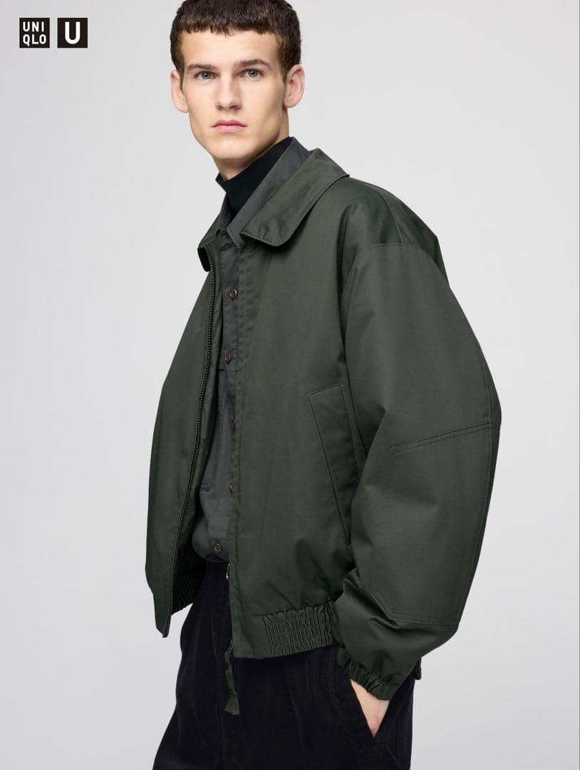 UNIQLO パフテックショートブルゾン 59 OLIVE M