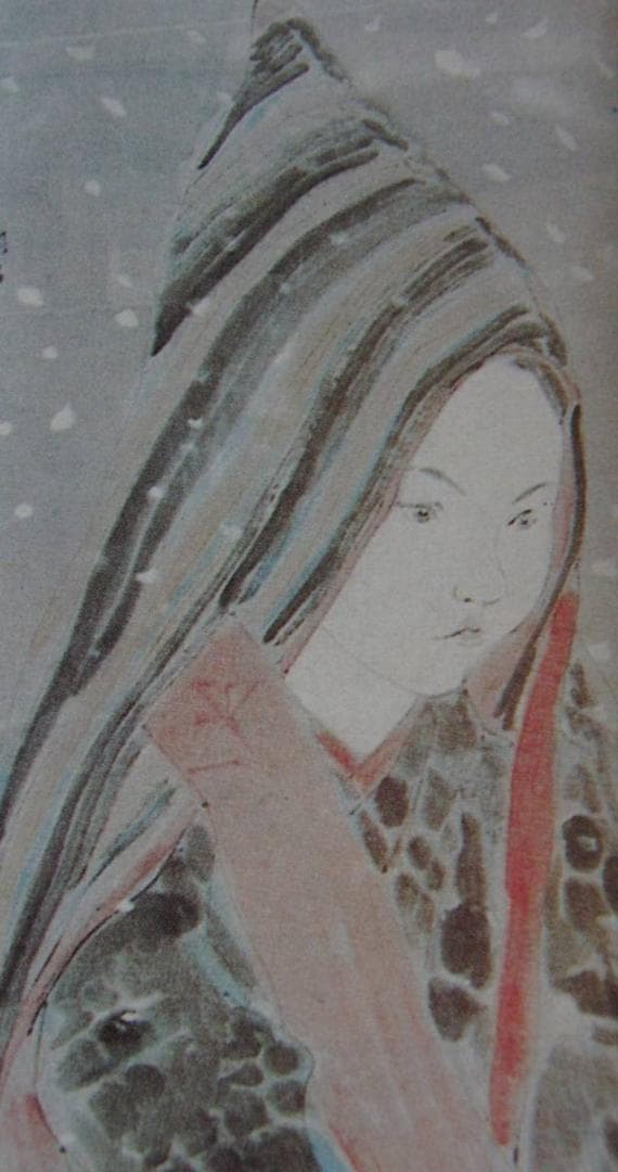 藤田嗣治、「Enfant d'Akita」、希少画集の額装画、人気作品