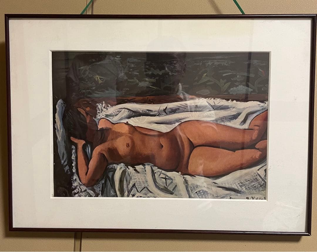 児島善三郎、【青寝台の裸婦】、希少な画集画