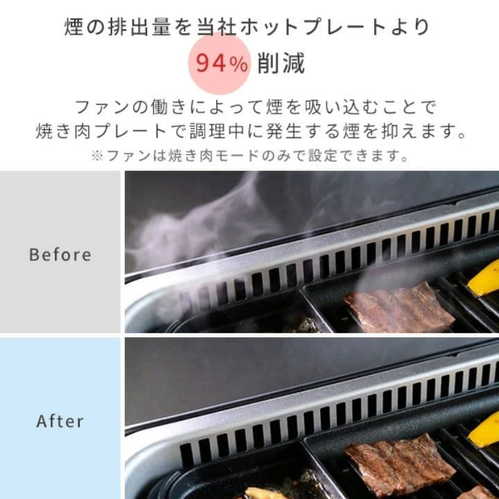 【新品・未使用!】山善 吸煙グリルホットプレート