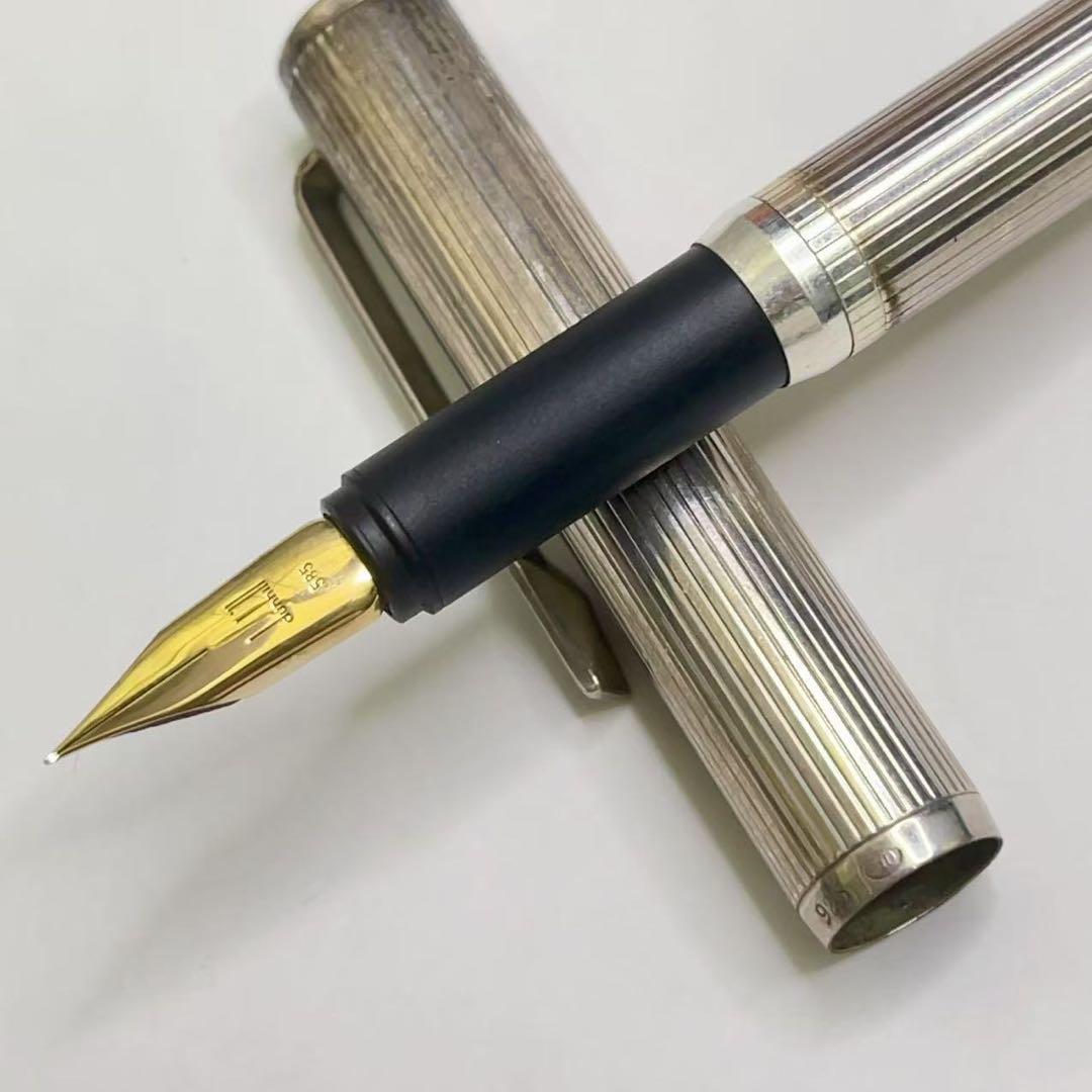 DUNHILL ダンヒル 万年筆 シルバー 925ボディ ペン先585/14金