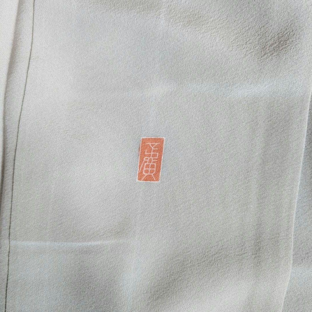 訪問着　フルセット　加賀友禅　虫食い　着物　正絹　花　祝い事　落款　E1