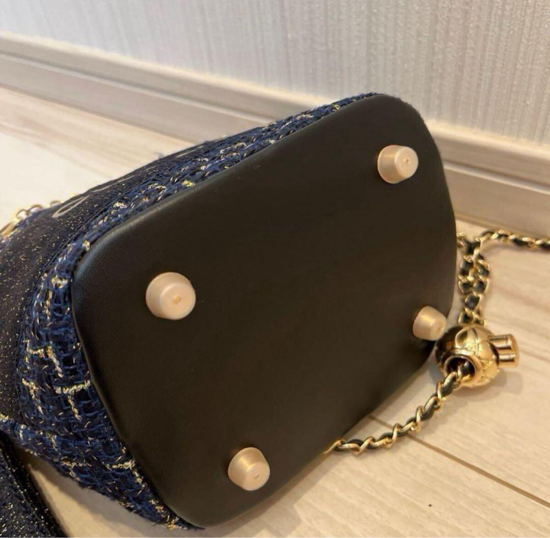 希少・レア・非売品 CHANEL ノベルティ ネイビー ツイード バケットバッグ