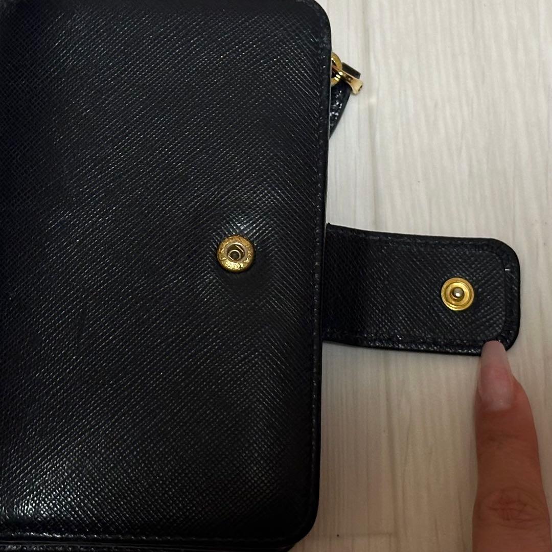 PRADA プラダ 二つ折り 財布 L字ファスナー トライアングル 三角 金ロゴ