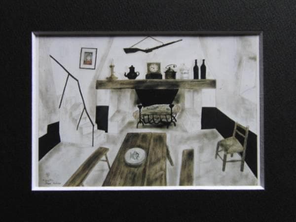 藤田嗣治、「Interieur de campagne」、希少画集の額装画