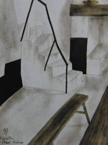 藤田嗣治、「Interieur de campagne」、希少画集の額装画