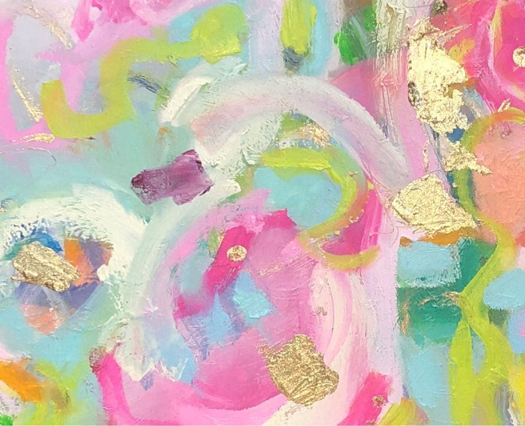 絵画　油絵　原画　新作　一点物　抽象画　北欧　ポップ　パステルカラー　F8
