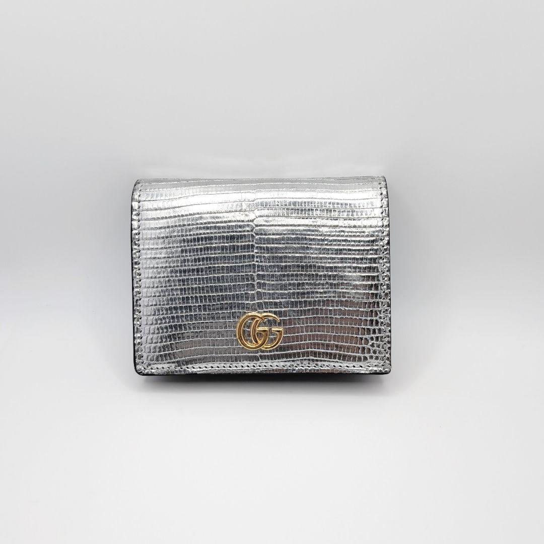 ✨️希少な新品!✨️グッチ　GGマーモント　リザード　シルバー　456126