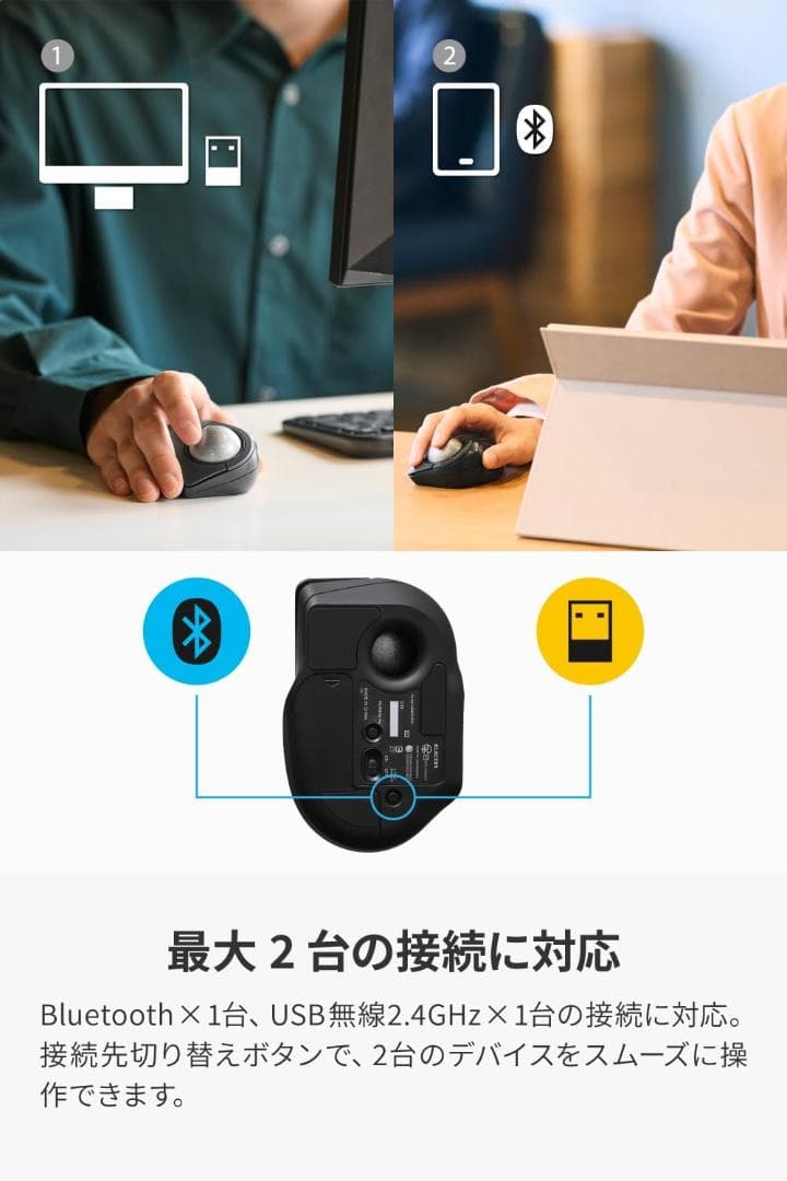 【エレコム】 静音トラックボールマウス「bitra」(ブラック) ⭐⑫2