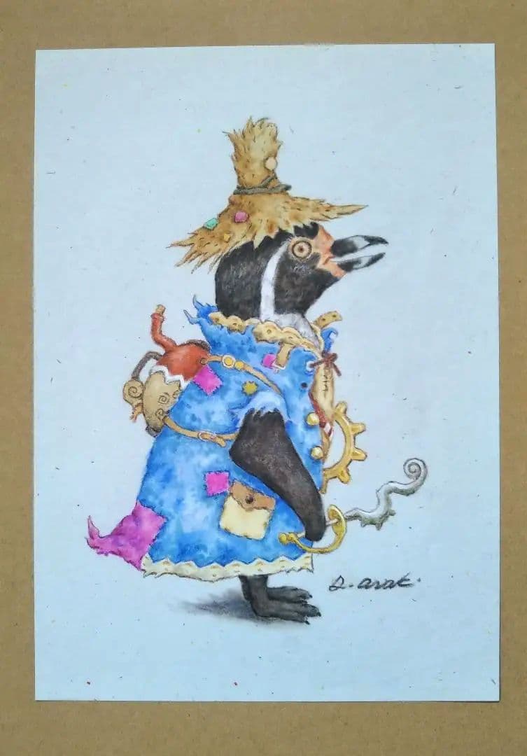 【原画】『グリヴォルト』（ペンギン　絵画　パステル画）