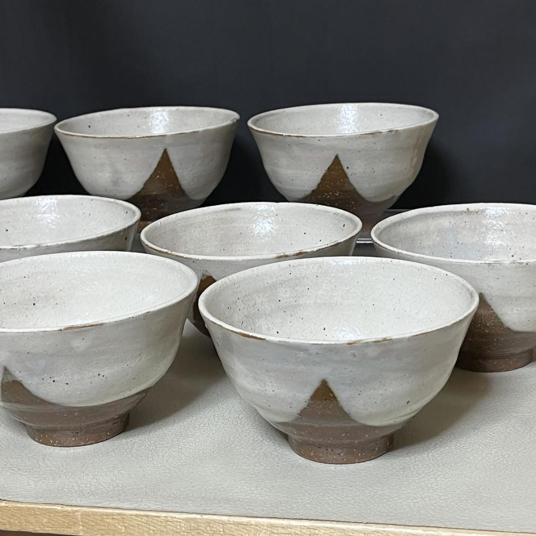 粉引 数茶碗 十客 兵山 共箱 抹茶碗 茶道具 【k3338】